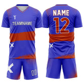 Custom Blue Red Strokes Team Soccer Jersey Uniform Set